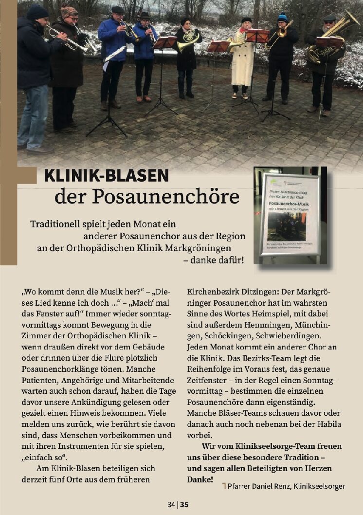 Bericht: Klinik-Blasen der Posaunenchöre